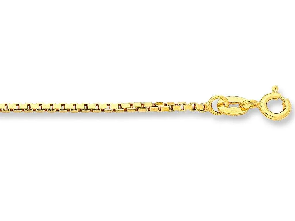 9ct Yellow Gold Silver Infused Box Chain Necklace 50cm