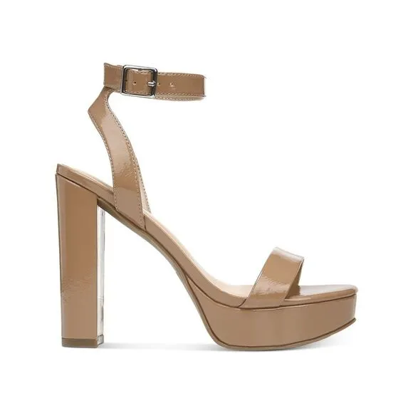 BAR III Womens Camel Beige Strap 1&quot; Platform Ivy Block Heel Heeled Sandal 10 M