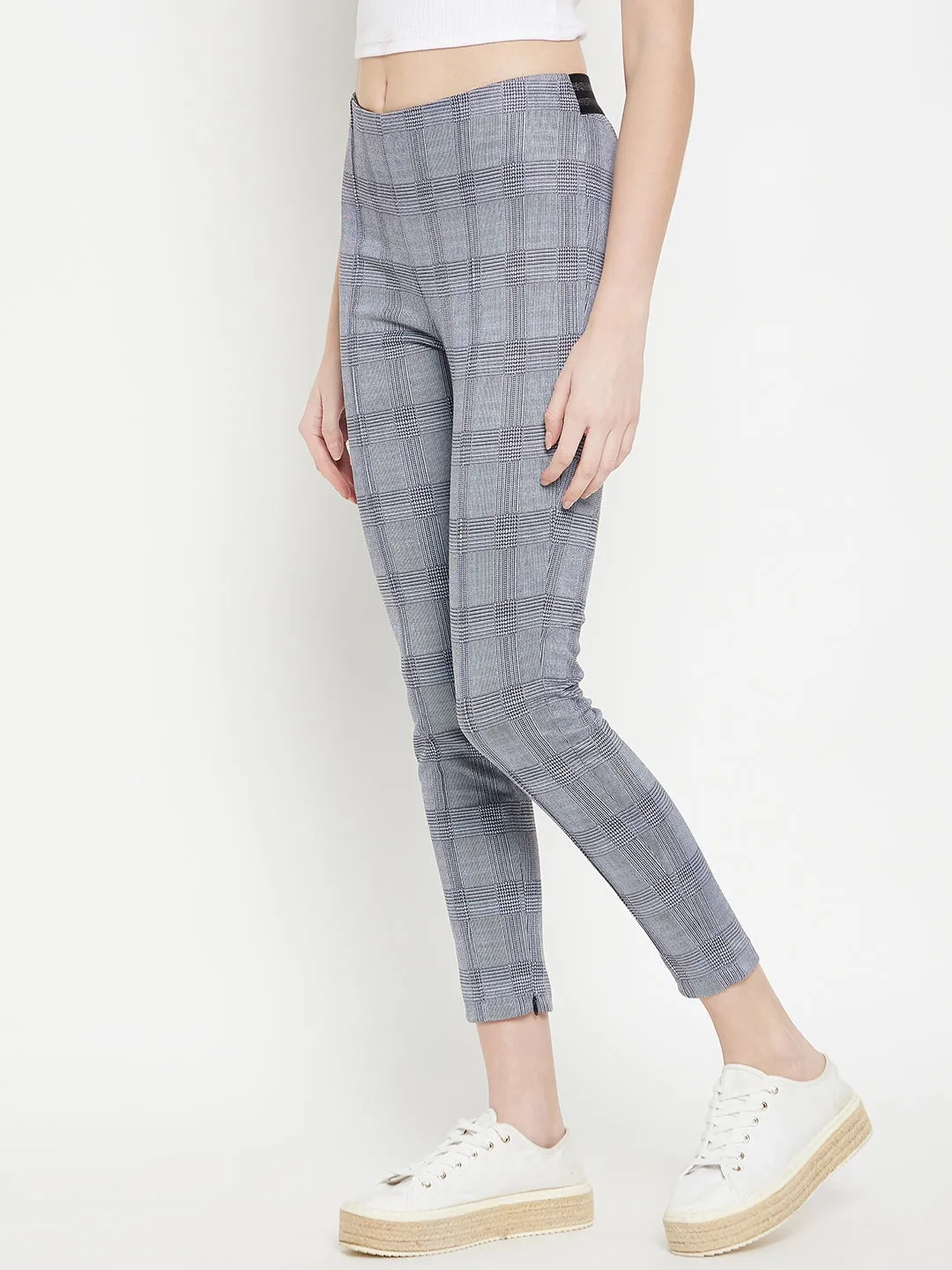 Camla Barcelona Chequered Grey Low Rise Jegging