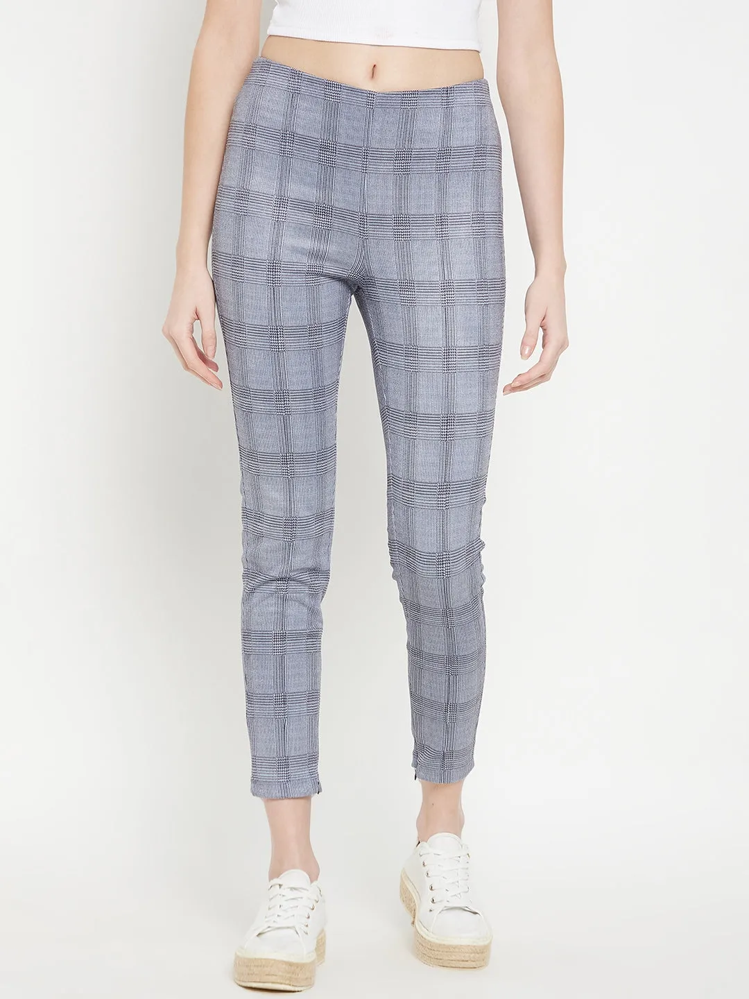 Camla Barcelona Chequered Grey Low Rise Jegging