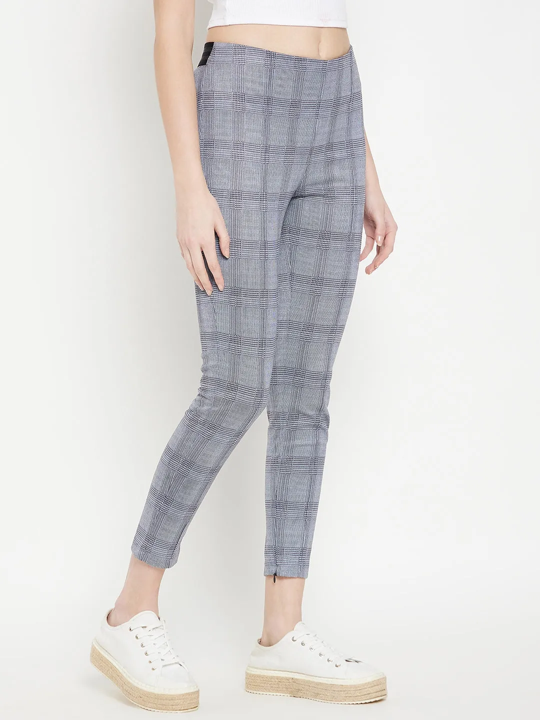 Camla Barcelona Chequered Grey Low Rise Jegging