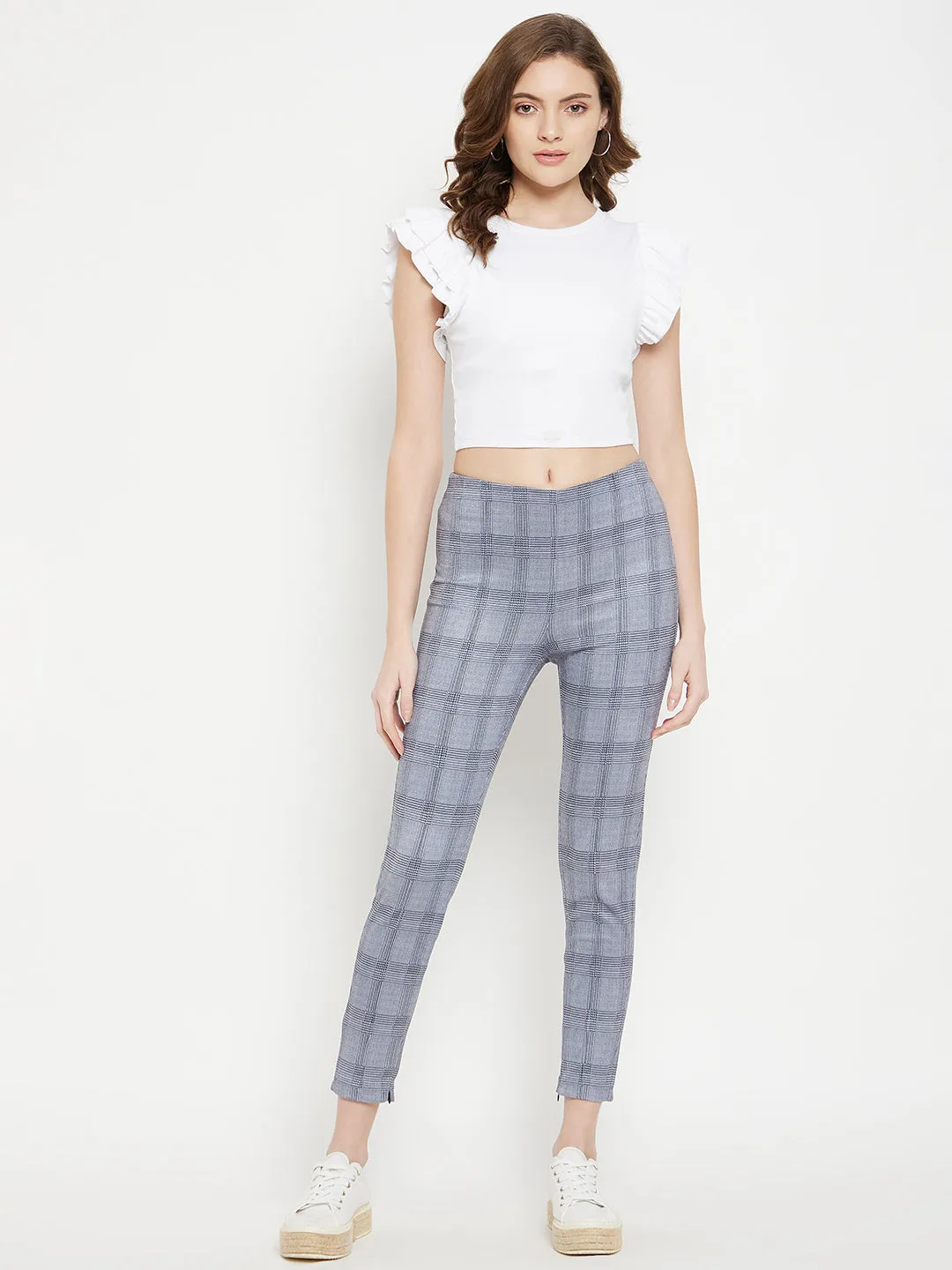 Camla Barcelona Chequered Grey Low Rise Jegging