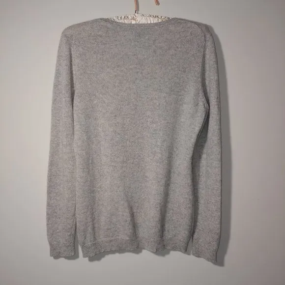 Charter Club Luxury 100% Cashmer Crew Neck Long Sleeve Sweater Size S Grey