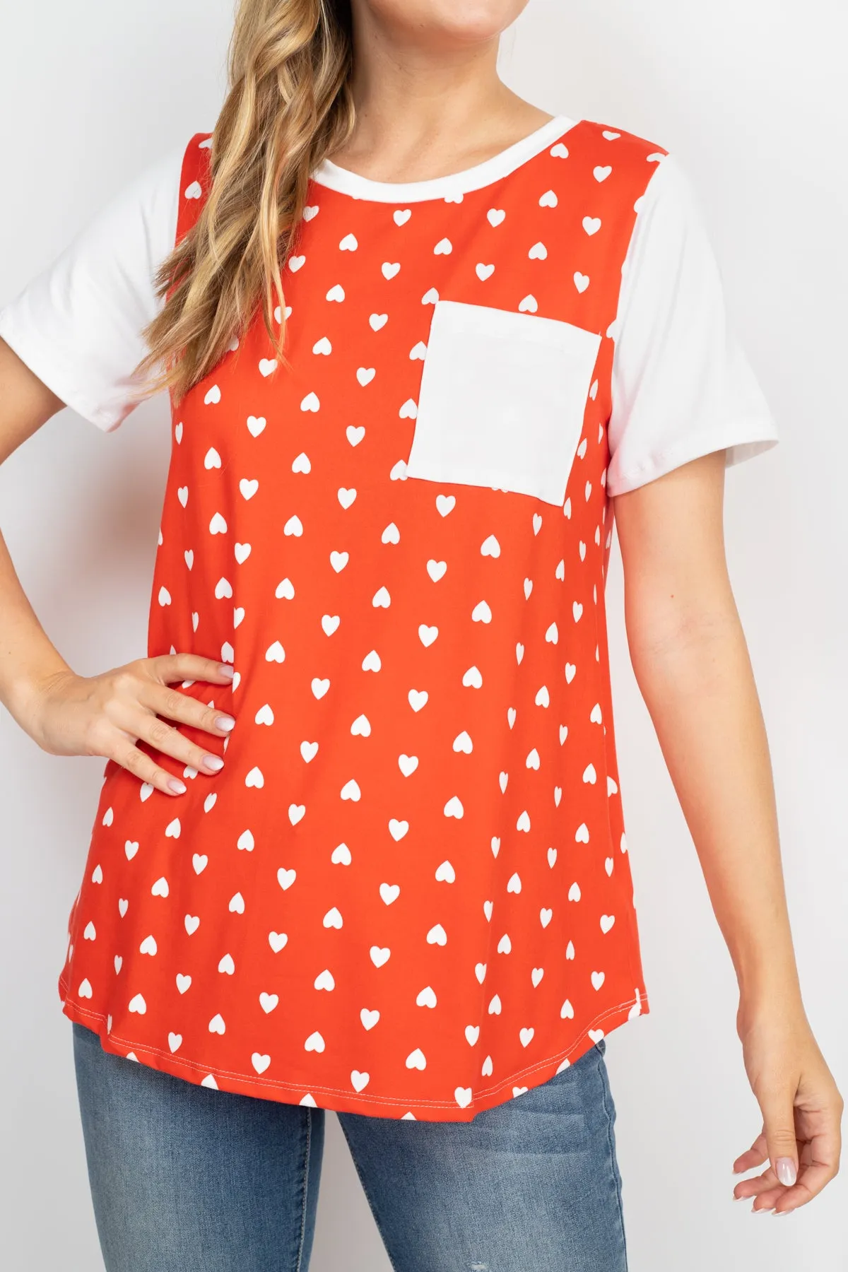 Heat Print Raglan Pocket Top