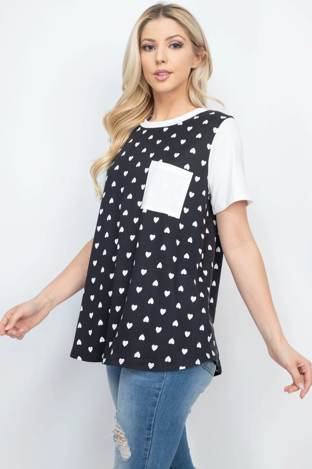 Heat Print Raglan Pocket Top