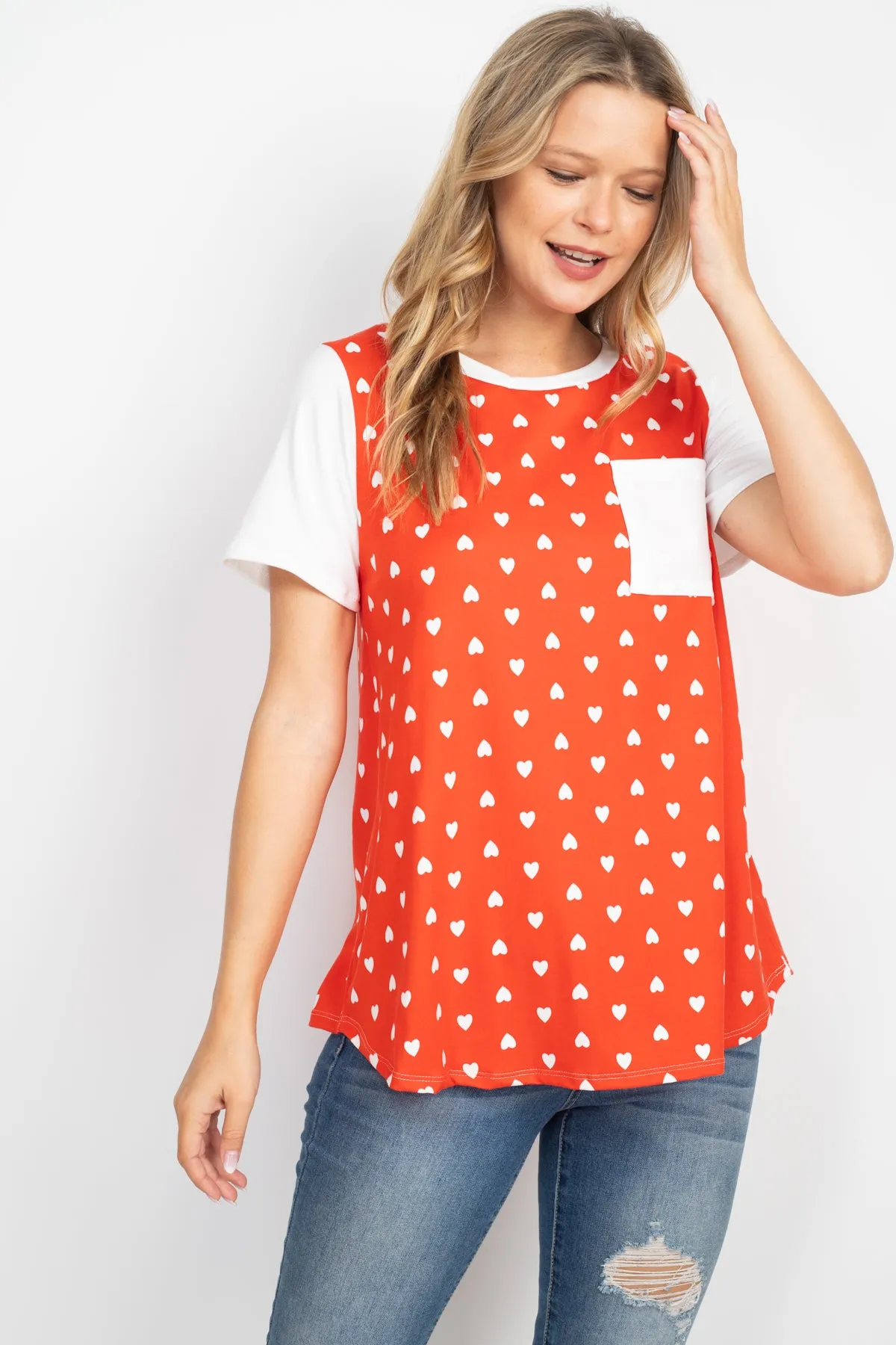 Heat Print Raglan Pocket Top