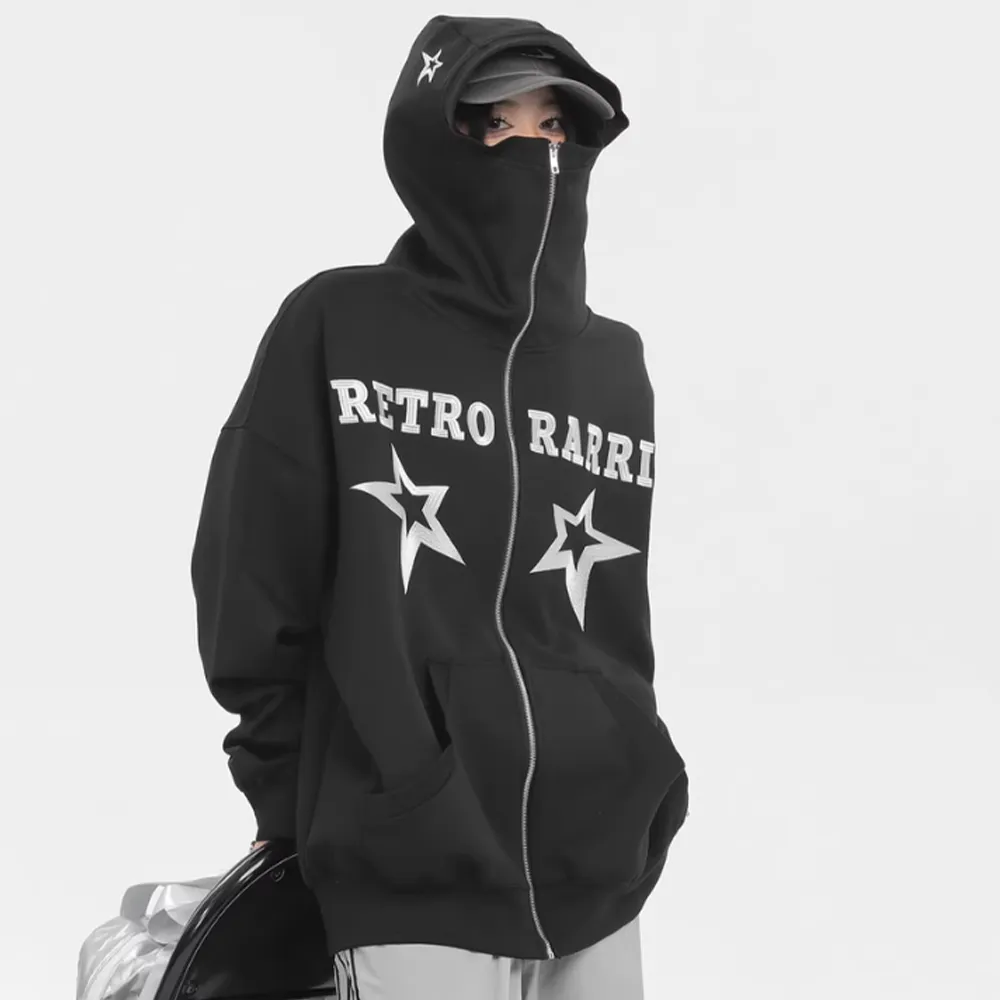 Loose Solid Color Stars Hoodie