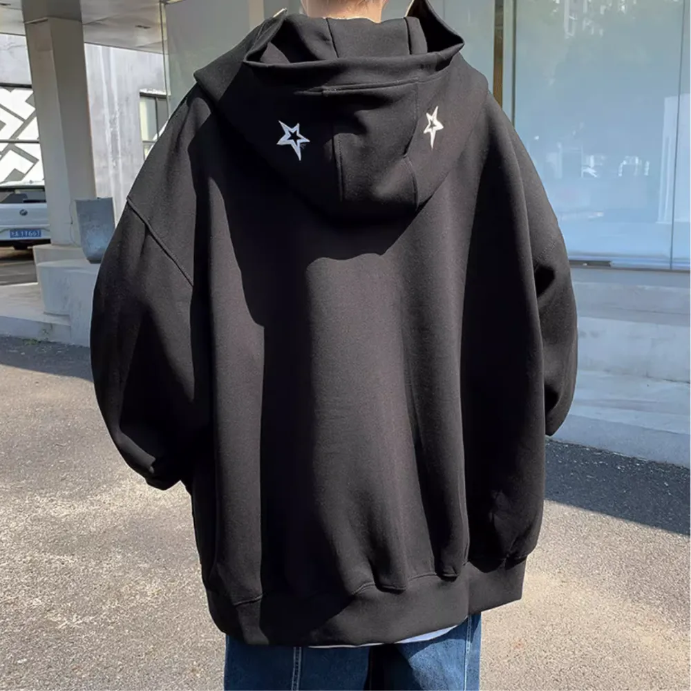 Loose Solid Color Stars Hoodie