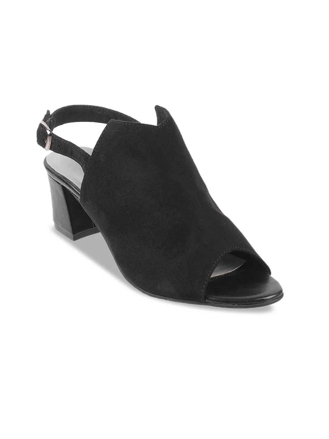 Mochi Open Toe Block Mules With Buckle Closure
