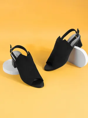 Mochi Open Toe Block Mules With Buckle Closure