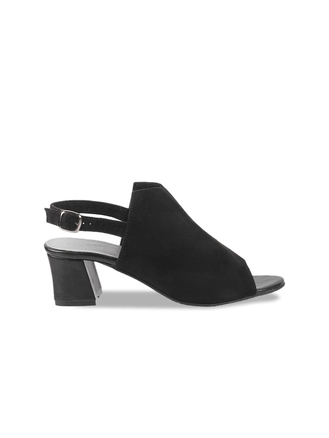 Mochi Open Toe Block Mules With Buckle Closure