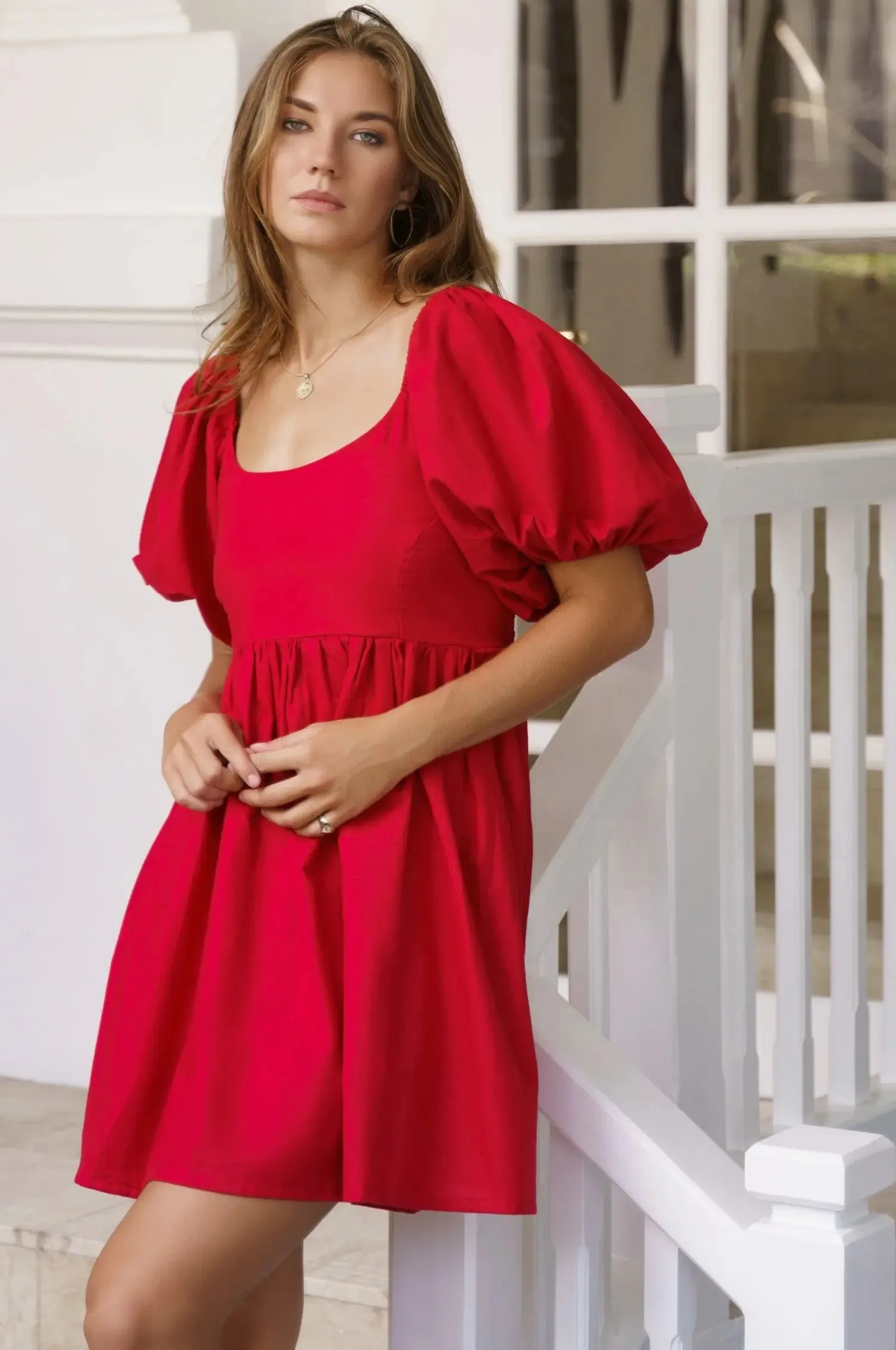Strawberry Fields Puff Sleeve Mini Dress by Bali ELF