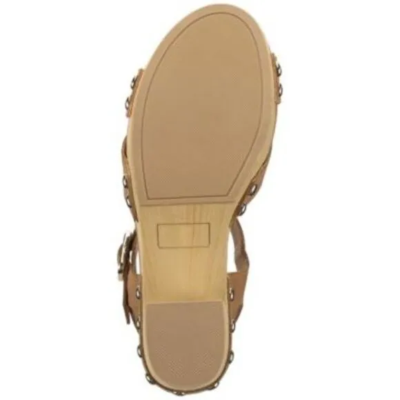 SUN STONE Womens Brown 1&quot; Platform Deleste Toe Block Heel Heeled Sandal 11 M