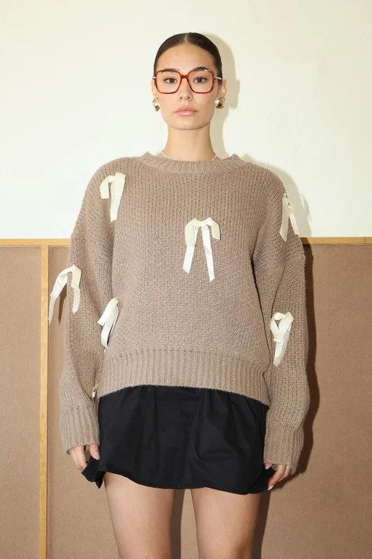 The Camille Satin Ribbon Pullover Sweater