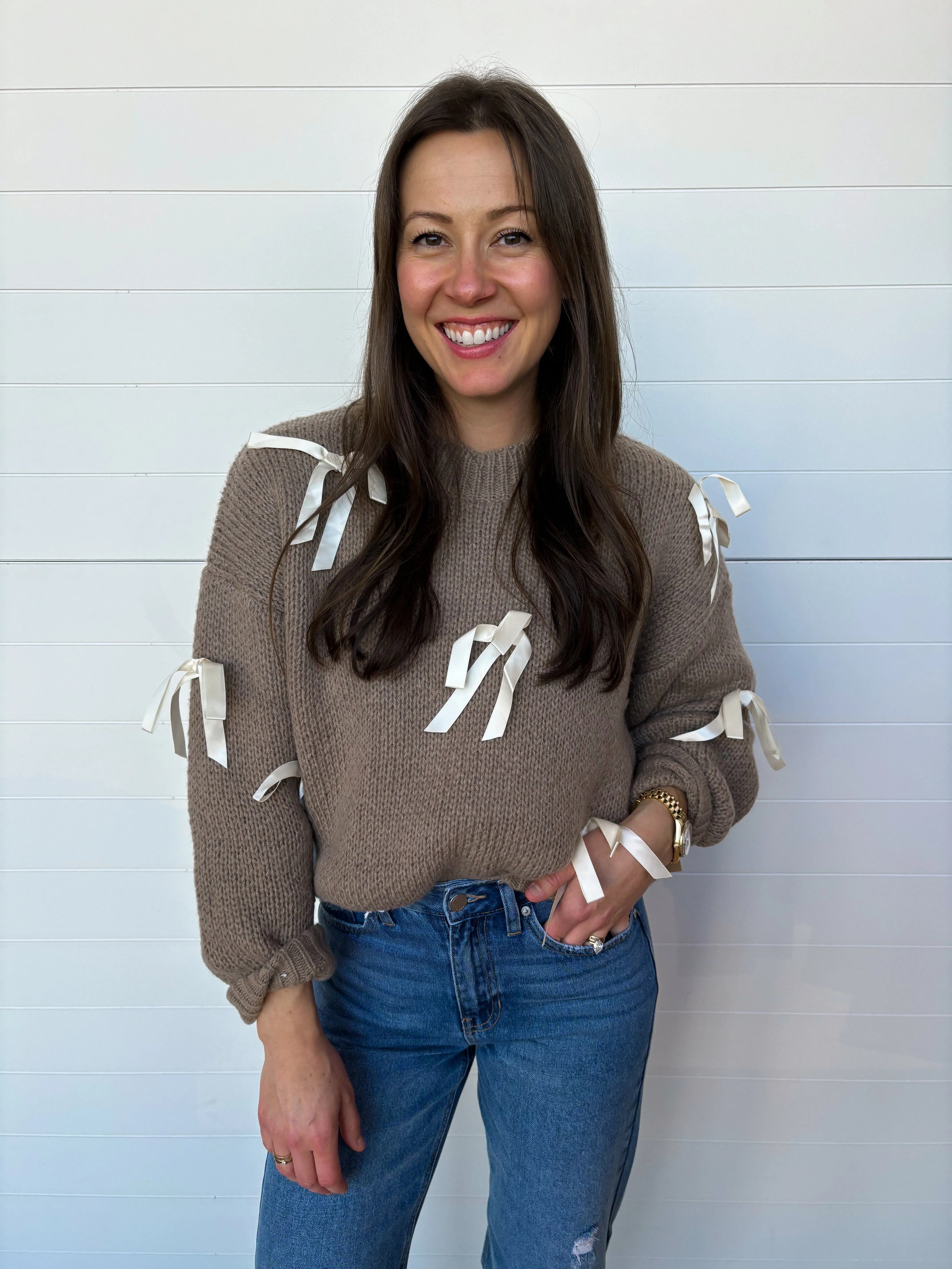 The Camille Satin Ribbon Pullover Sweater