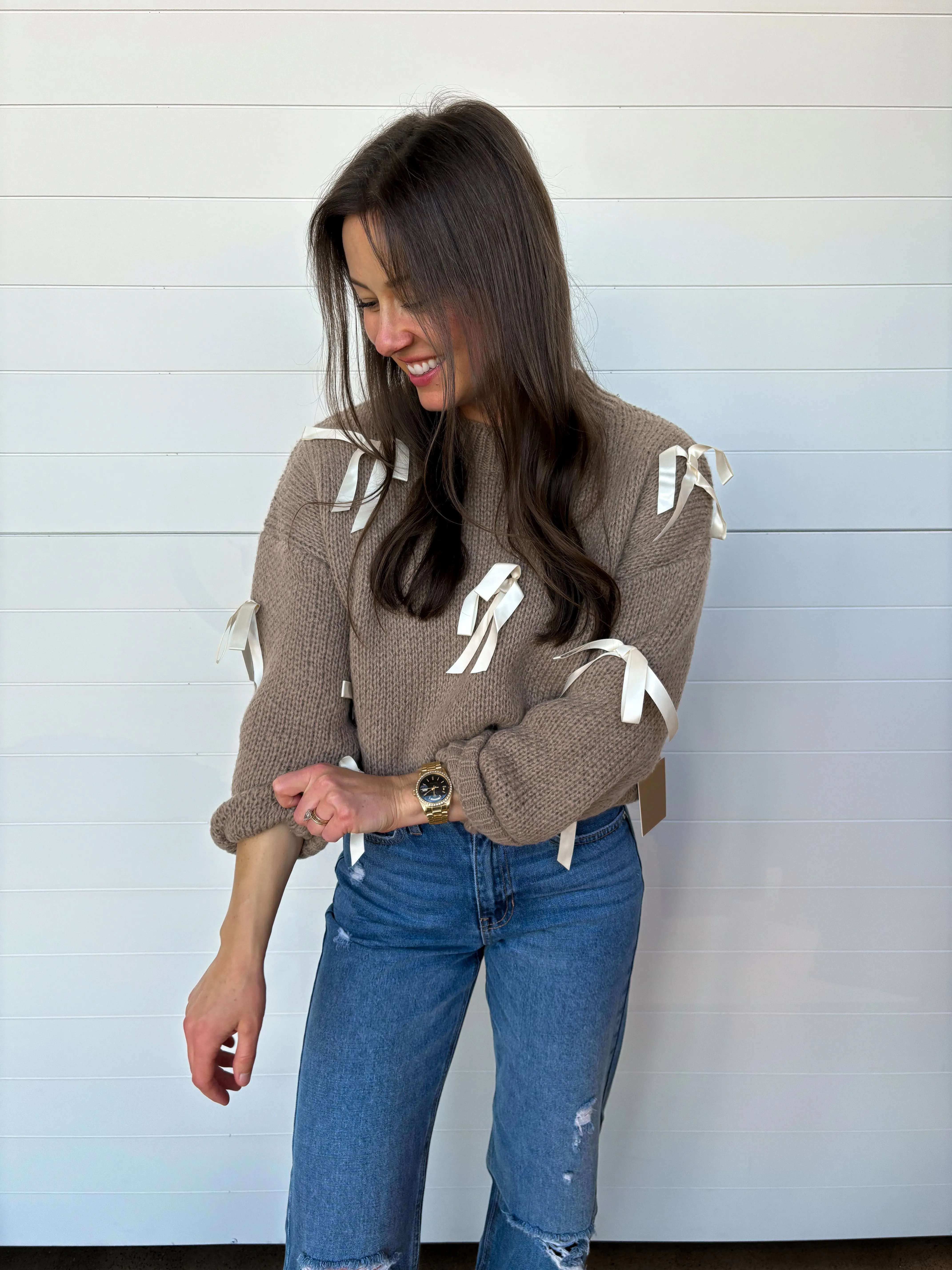 The Camille Satin Ribbon Pullover Sweater