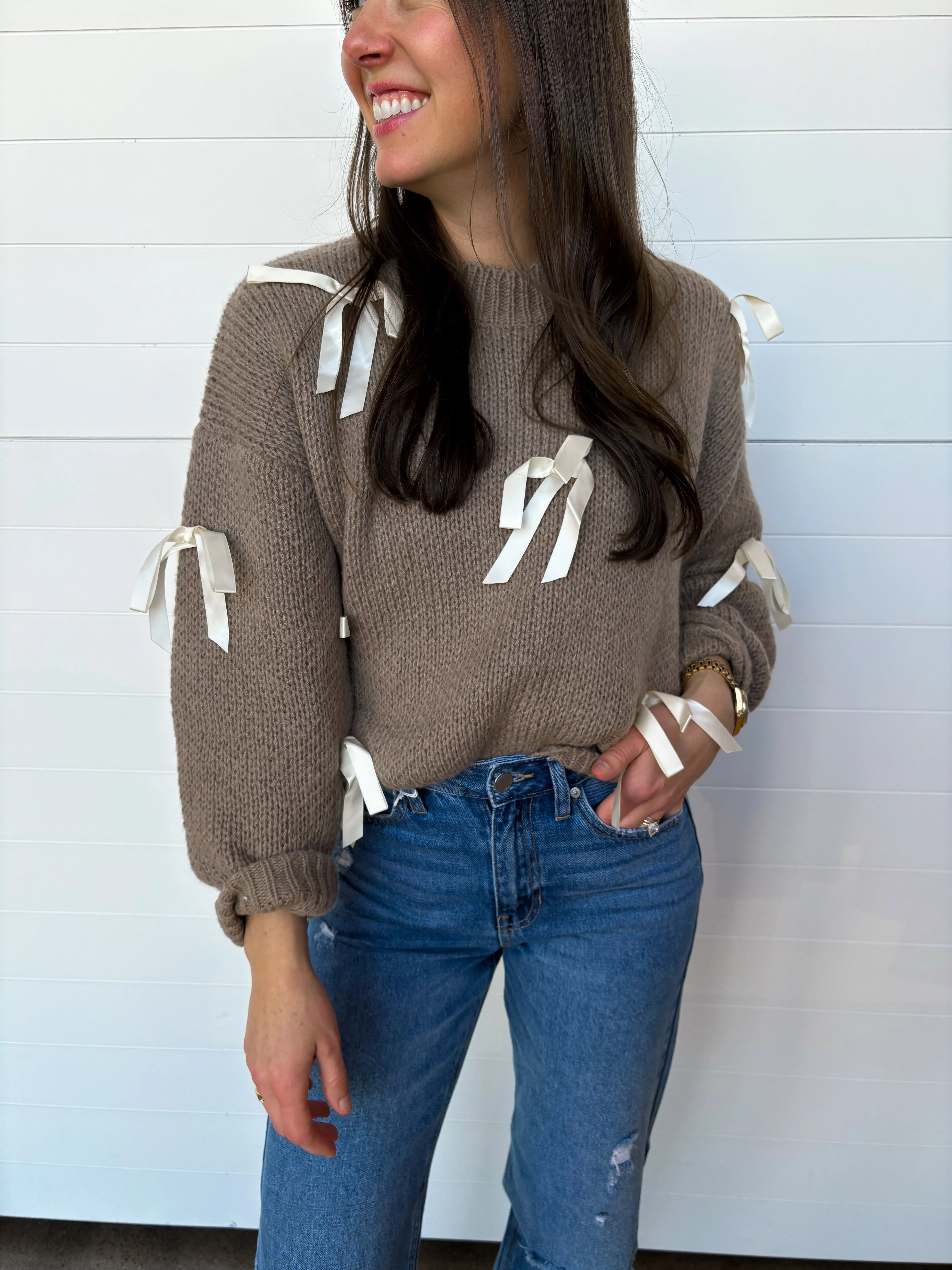The Camille Satin Ribbon Pullover Sweater