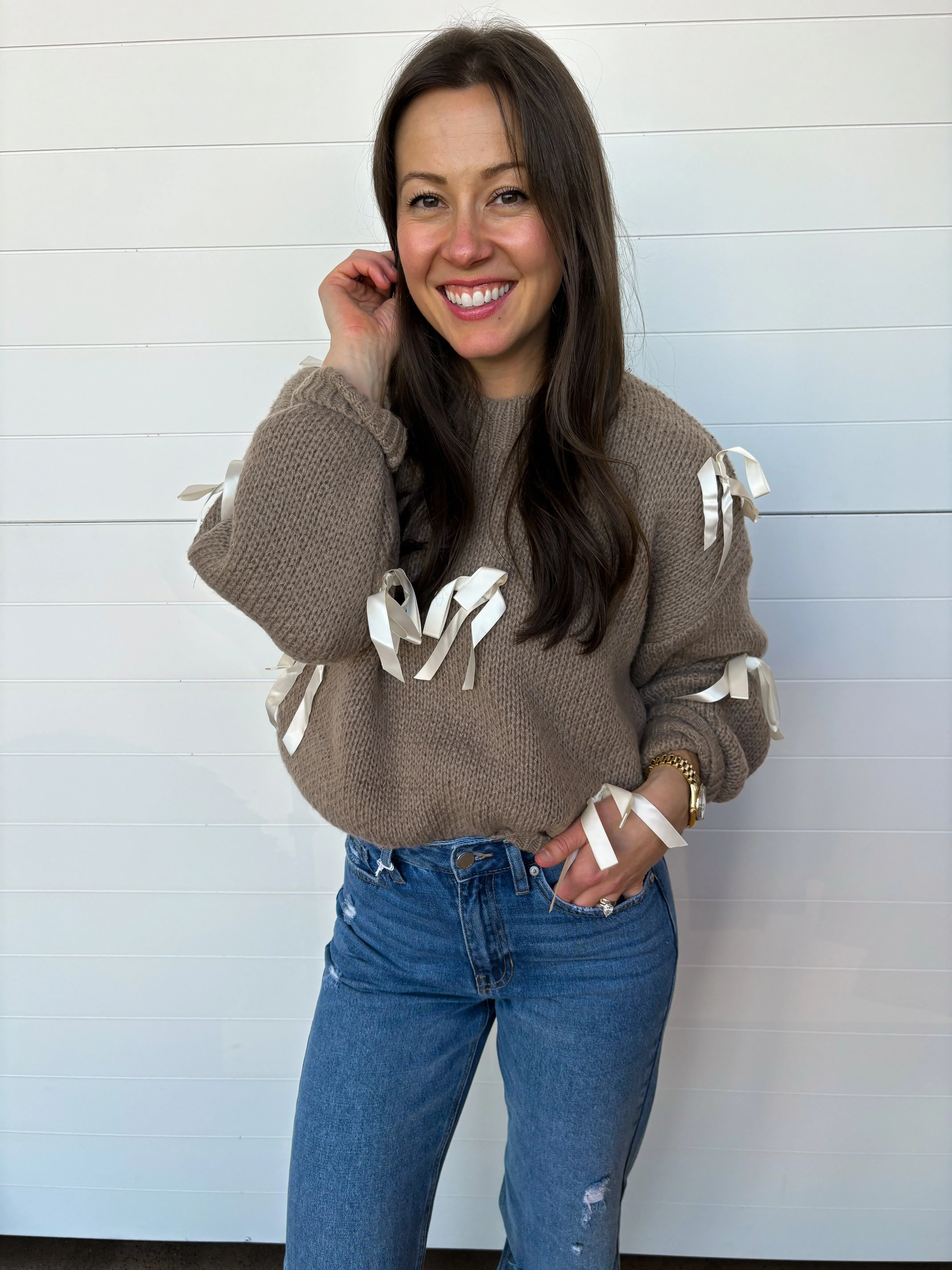The Camille Satin Ribbon Pullover Sweater