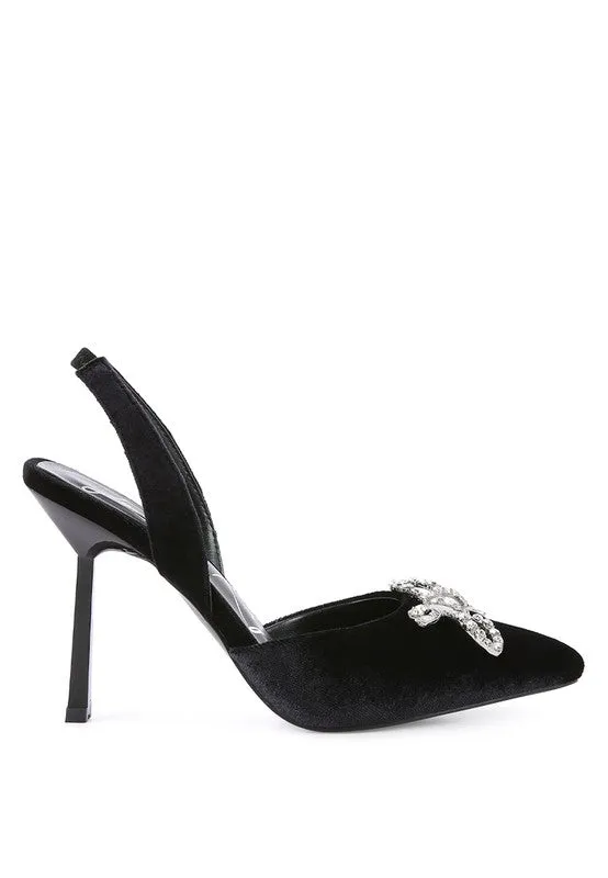 Velvet Sparkle Slingback Mules